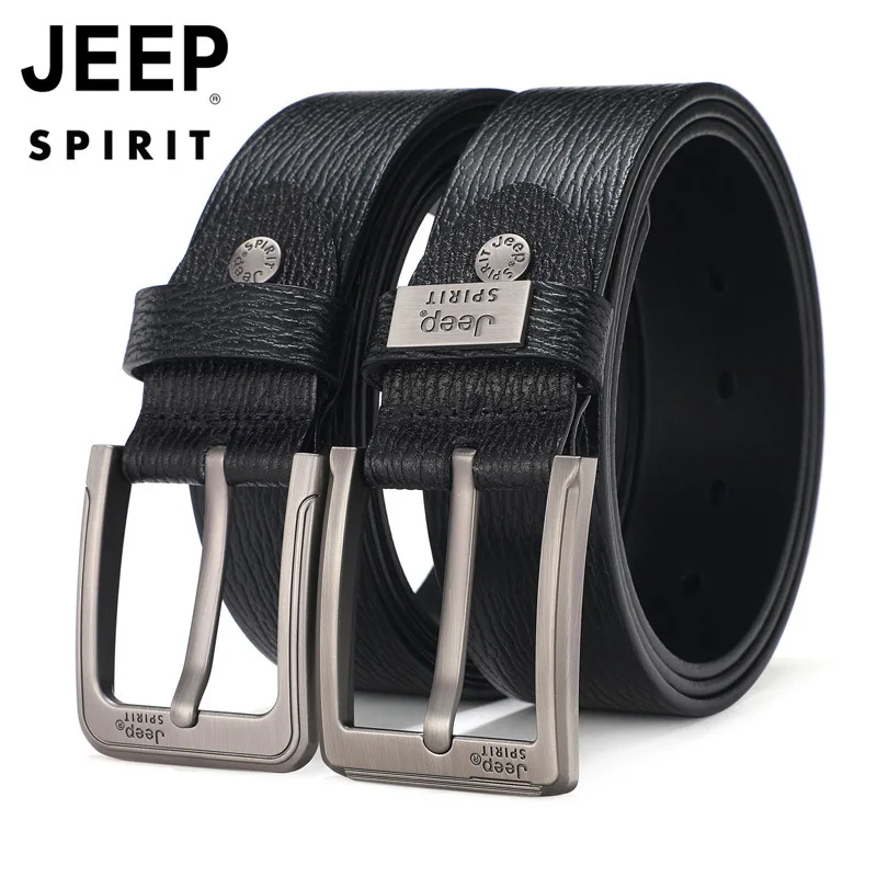 JEEP SPIRIT, роскошный бренд, натуральная кожа, мужской ремень с пряжкой, черный пояс для талии, мужской первый слой, Воловья кожа, ремень, 105 см-125 см