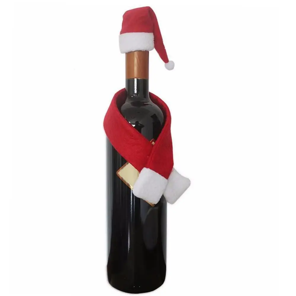 Милая Рождественская шапка шарф крышка для бутылки с красным вином сумки обеденный стол Рождественский Декор - Цвет: 07