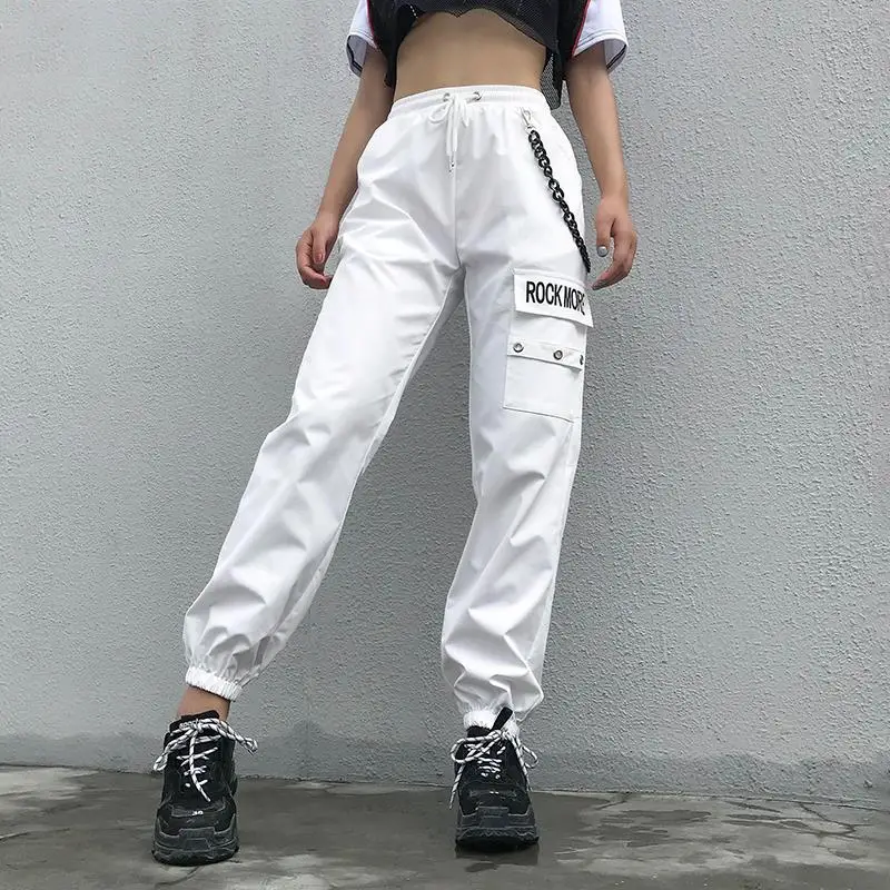 white and black cargo pants