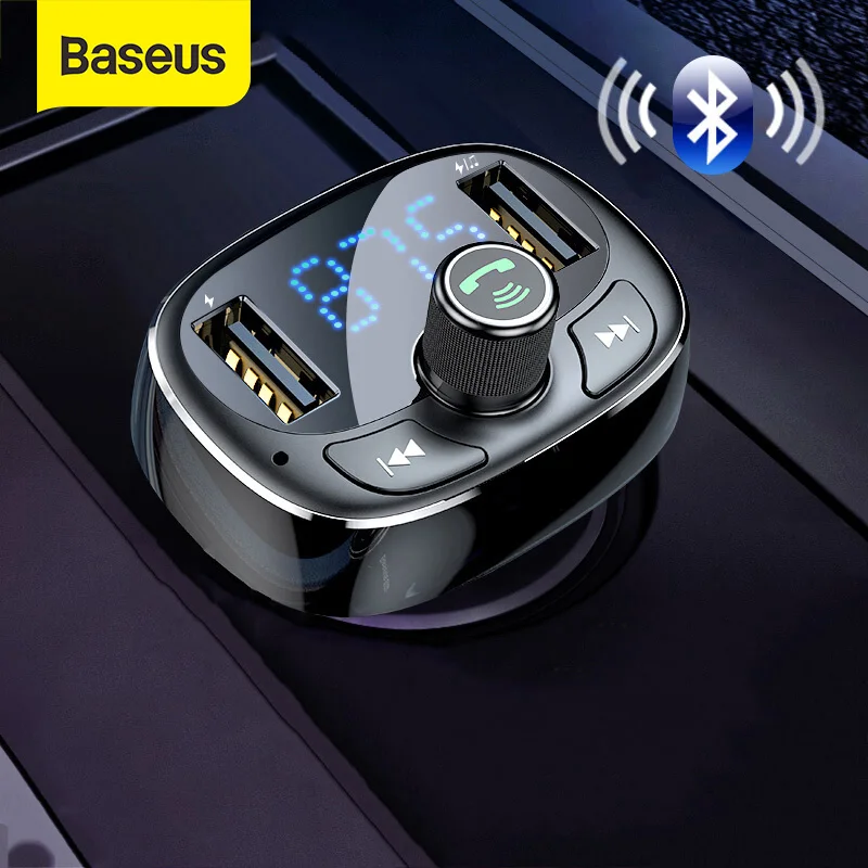 TF Card MP3 Music Player U Disk Wireless FM Radio Transmitter Adapter Car Kit Dual USB Type c Charging Ports Baseus Wireless MP3 car Charger Dual USB FM Transmitter for Car Hands Free Calling