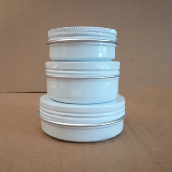 

10/15/30/50/60/80/100/150g refillable box white empty round aluminum metal tin cans cosmetic cream DIY jar tea Aluminum Pot