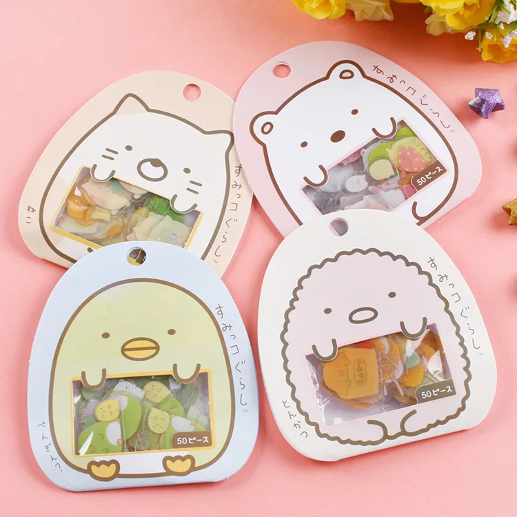50 шт./упак. Прозрачная ПВХ наклейка кошка Rilakkuma s Bag Мультяшные Животные медведь