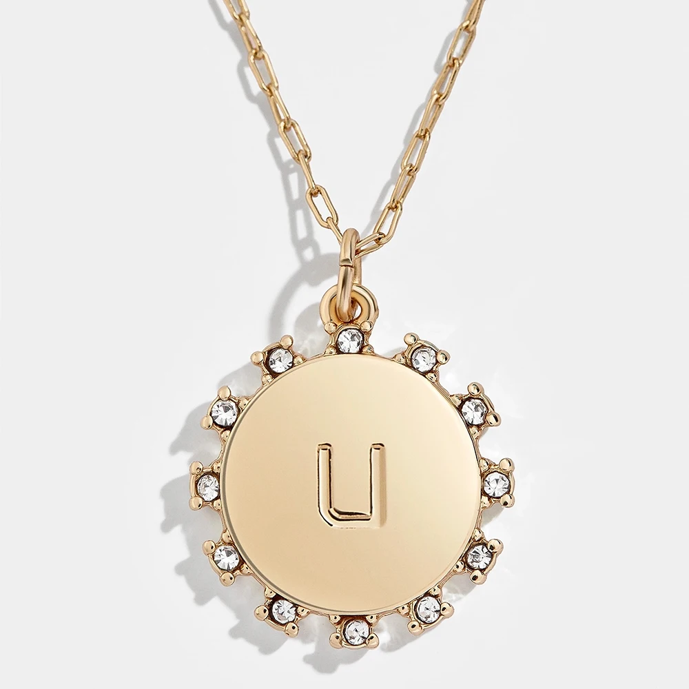 Letter Initial A-Z Pendant Necklace for Women Tiny Heart Round Cz Capital Letter Name Necklace Fashion Girls Jewelry Gift