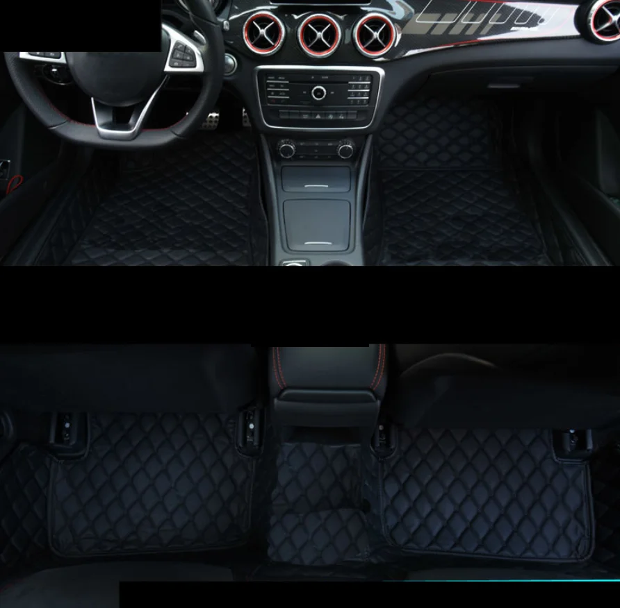 

leather car floor mat for mercedes benz A180 A200 A260 A45 AMG 2013 2014 2015 2016 2017 2018 W176 rug carpet styling