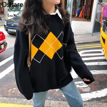 

NEW Pattern Fashion Basic Hit Casual Regular 2019 Female Women Long Sleeve All Match College Wind Hit Hot Sale Sweaters
