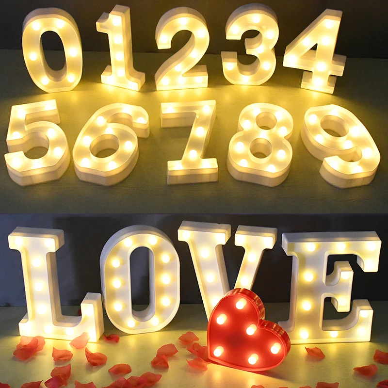 26 Alphabet Letter LED Light 3D Number Battery Lamp Marquee Sign Night Light For Wedding Birthday Party Deco Home Bedroom Supply