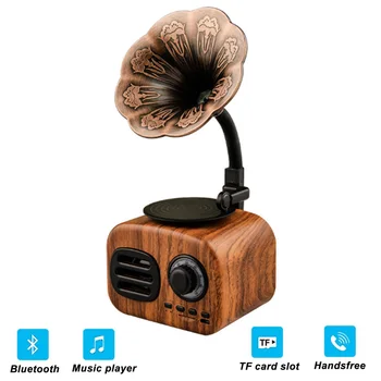 

JINSERTA Retro Wood Grain Portable Mini Bluetooth Speaker Wireless Loudspeaker Outdoor Speaker Sound System TF FM Radio Music