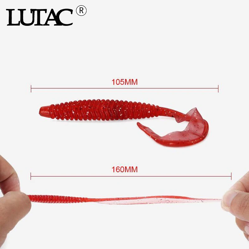 LUTAC Мягкая приманка Grub Wrom 10 шт. 105 мм 2 8 г искусственная для рыбалки длинные