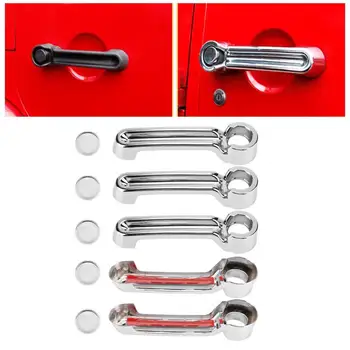 

5pcs Car Chrome Exterior Door Handle Cover+ Tail Cover Trim for Jeep Wrangler Liberty for Dodge Nitro Car Accessories