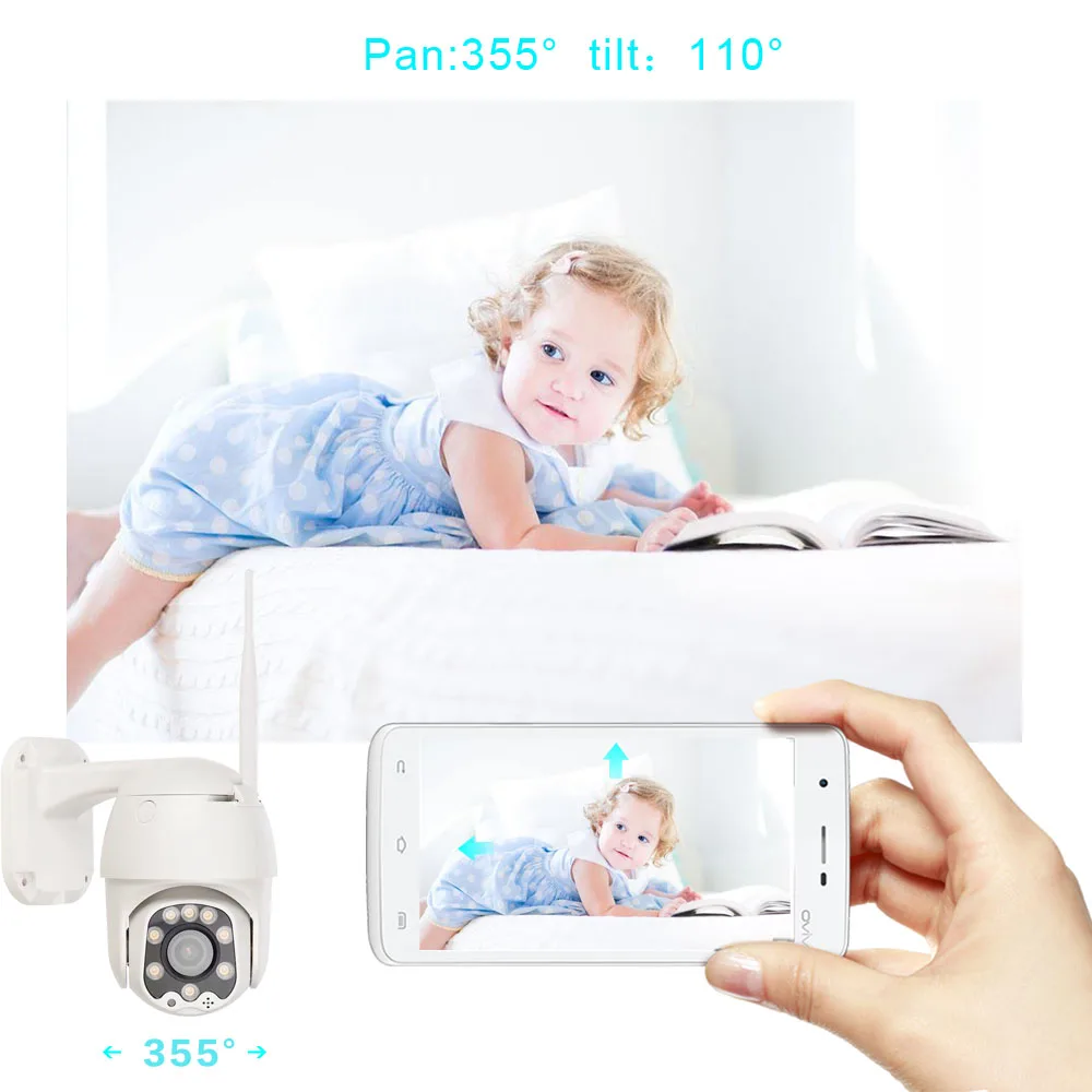 CamHi PTZ Wifi IP камера беспроводная 1080P купольная Onvif двухсторонняя аудио запись наружная Водонепроницаемая CCTV камера безопасности ip-камера