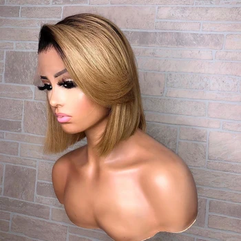 

1b 27 Ombre Wigs Honey Blonde Glueless 13x6 Lace Front Short Bob Wigs Straight Brazilian Human Remy Hair Wigs For Women