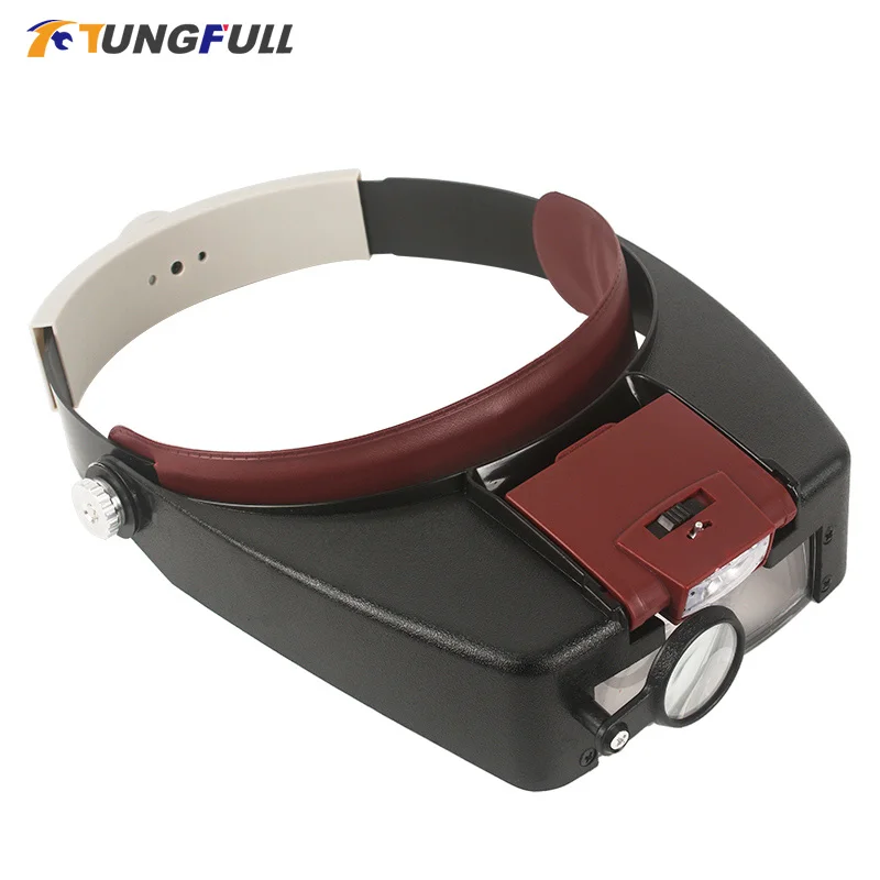 Magnifying Headset Lamp With Magnifying Glass Jeweler Loupe Wearing Style  1.5x 3 X 8.5x 10x Headband Glasses Magnifier