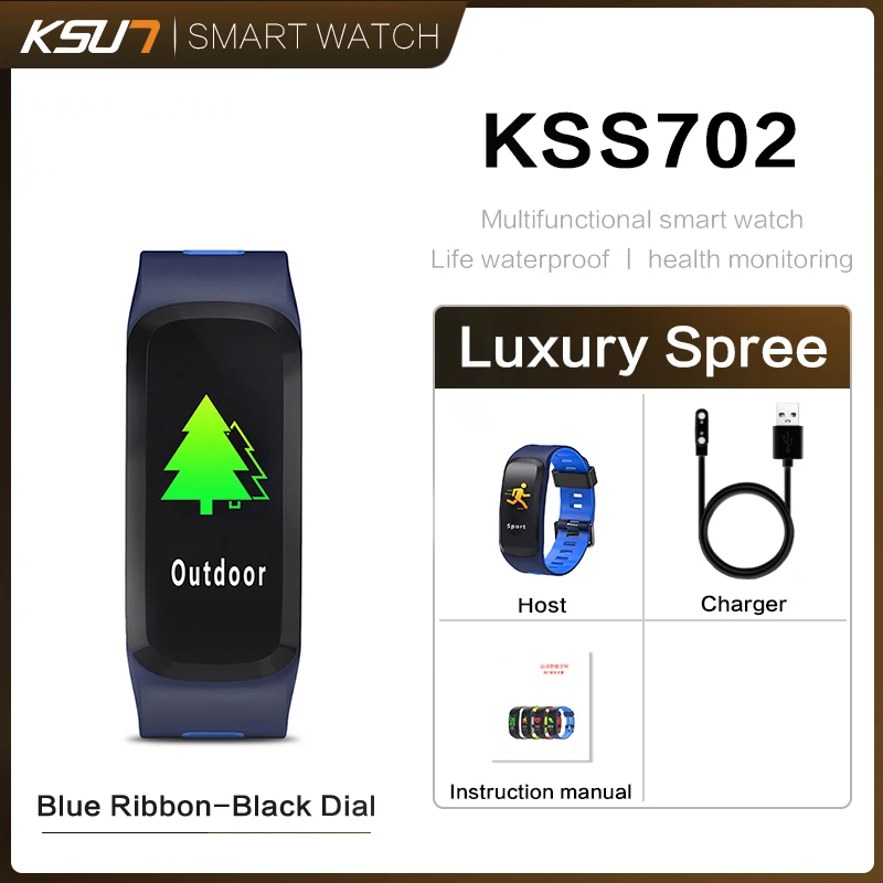 Умные часы KSS702, водонепроницаемые, Bluetooth, умный Браслет, пуш-ап сообщение, фитнес, спящий, спортивный трекер, умные часы для IOS, Android - Цвет: KSS702-Blue