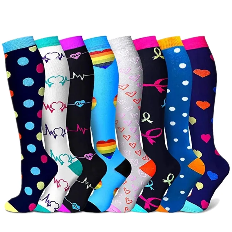 Compression Socks 32 Styles Compression Socks Unisex Anti Fatigue Pain Relief Knee Stockings 20-30 MmHg For Outdoor Running Pregnant Cycling Socks