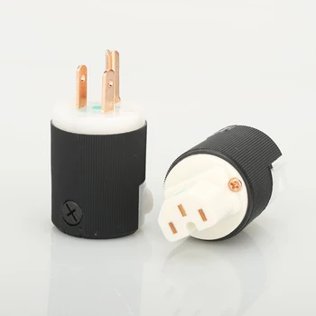 

HIFI HUBBELL 8215C Red copper US Power Plug+IEC Female Connector Jack for Power Cable 2Pairs