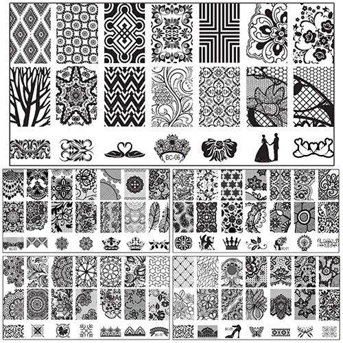 10 дизайн DIY Рисунок для нейл-арта штамп, пластины для стемпинга Маникюр Шаблон инструмент Красота и здоровье кружева пластины красивый узор