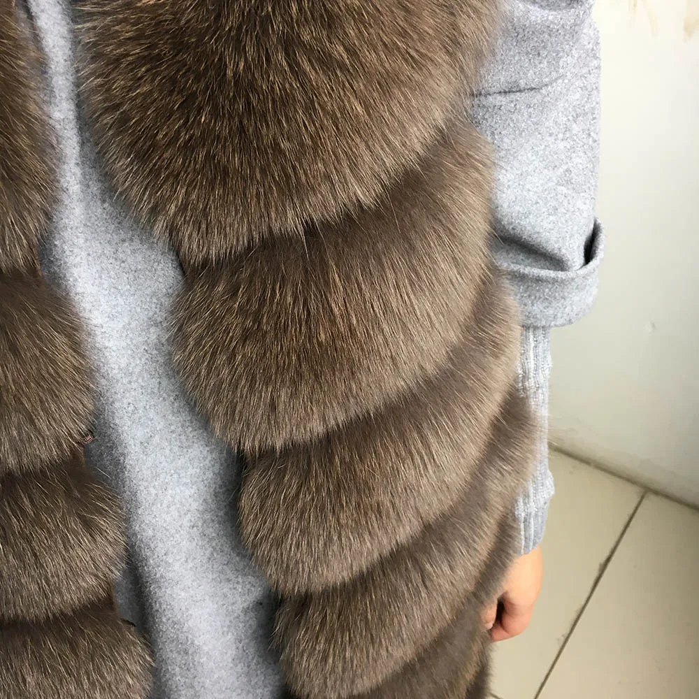 Зимняя женская одежда пальто из натурального Лисьего меха натуральный мех лисы Жилет парка Паркер сохраняет тепло