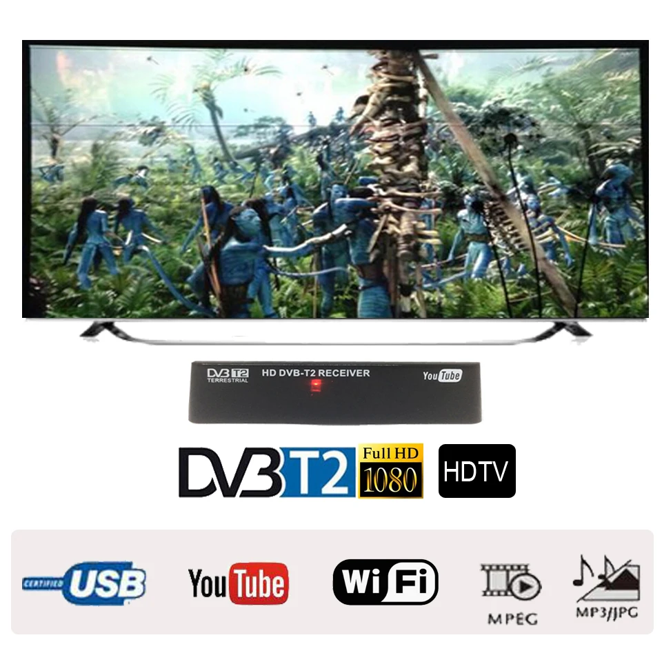 DVB-T2 тюнер приемник 1080P HDMI DVBT2 декодер формата HD ТВ тюнер приемник MPEG4 PVR DVB T2 USB2.0 телеприставки для адаптера монитора