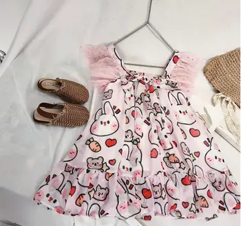 

2020 Summer Baby Girls Cartoon Bunny Dress, Princess Kids Cute Clothing 5 pieces/lot