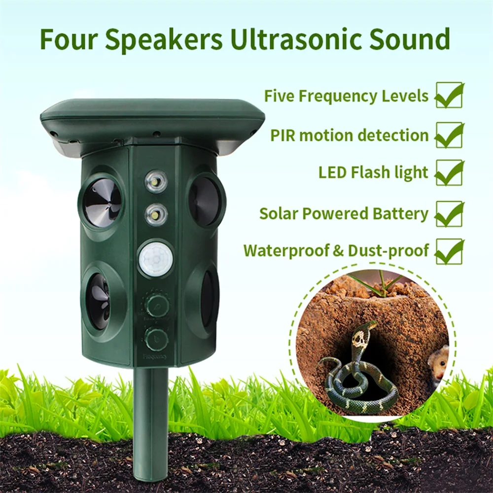

Hot New Outdoor Garden Mole Repellent Solar Power Ultrasonic Mole Snake Bird Mosquito Mouse Ultrasonic Pest Repeller PIR Sensor
