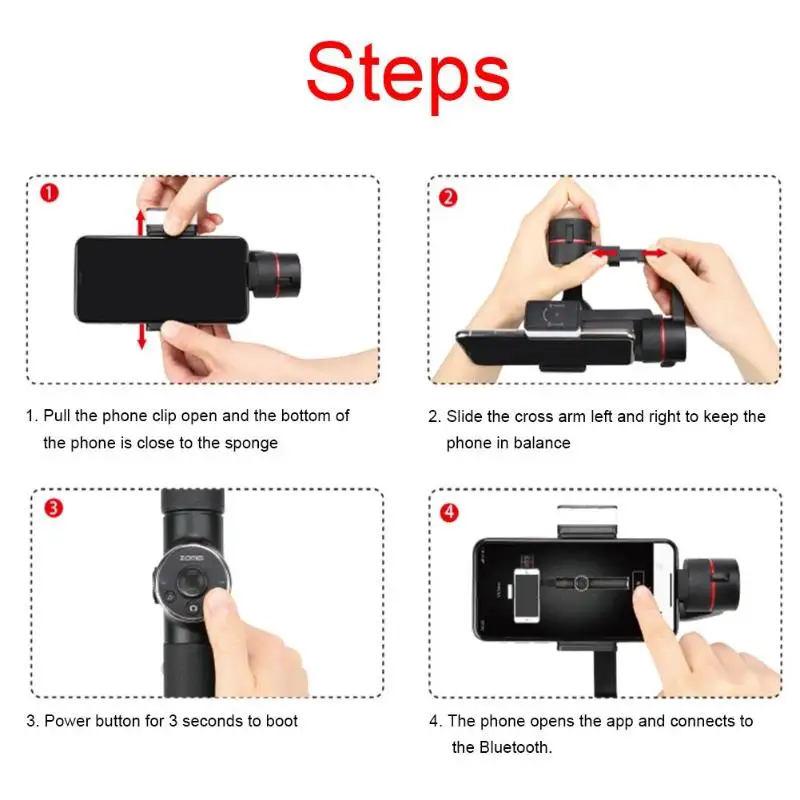  Zomei V5- Three-axis Camera Adjustable Handheld Grip Phone Stabilizer