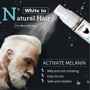 

White Beard Hair To Natural Color Spray Unisex Herbal Cure Treatment Tonic Growth Essence Serum Hair Beard Care
