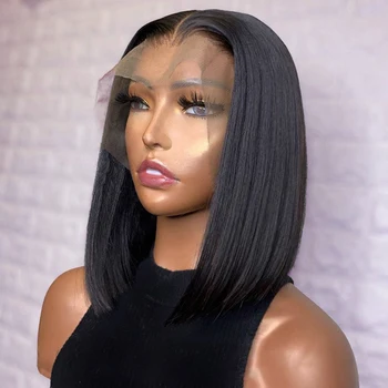 

Aircabin Bob 13x6 Lace Front Wigs Human Hair Straight Brazilian Remy Short T Part Lace Closure Wigs For Blake Women 150% Density