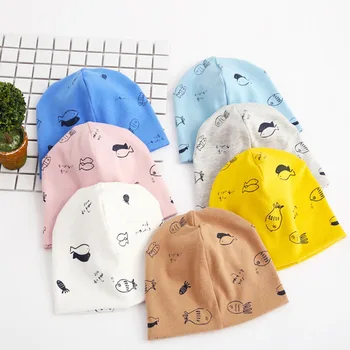 

2019 Hot Sale 100% Cotton Print Fish Baby Child Solid Color Photography Props Hats Multiple Size 0-6 Years Hoed Sombrero