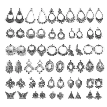

10/30 Pairs Antique Silver Color Earrings Connection Charms For DIY Earring Jewelry Making Findings