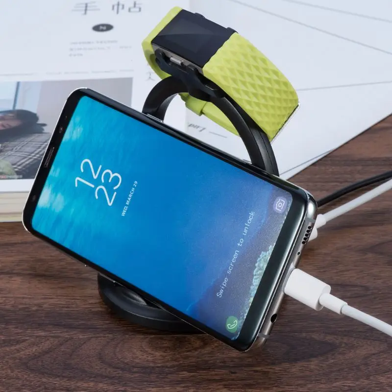 2в1 USB Подставка для зарядки док-станция Держатель Для fitbit Зарядка 2 настольная зарядная станция крепление для мобильных телефонов