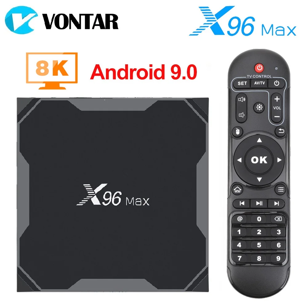  Смарт ТВ-приставка VONTAR X96 Max Plus на Android 9 4+32 ГБ четырехъядерный процессор Amlogic S905X3 Wifi 1000 м BT 4K ТВ-приставка X96MAX 