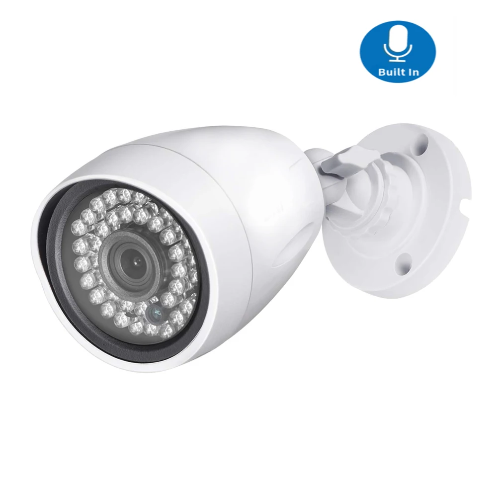 1080P POE IP Camera H.265 Audio 2MP Bullet IP67 CCTV ONVIF for NVR 48V System Waterproof Outdoor Night Vision | Безопасность и