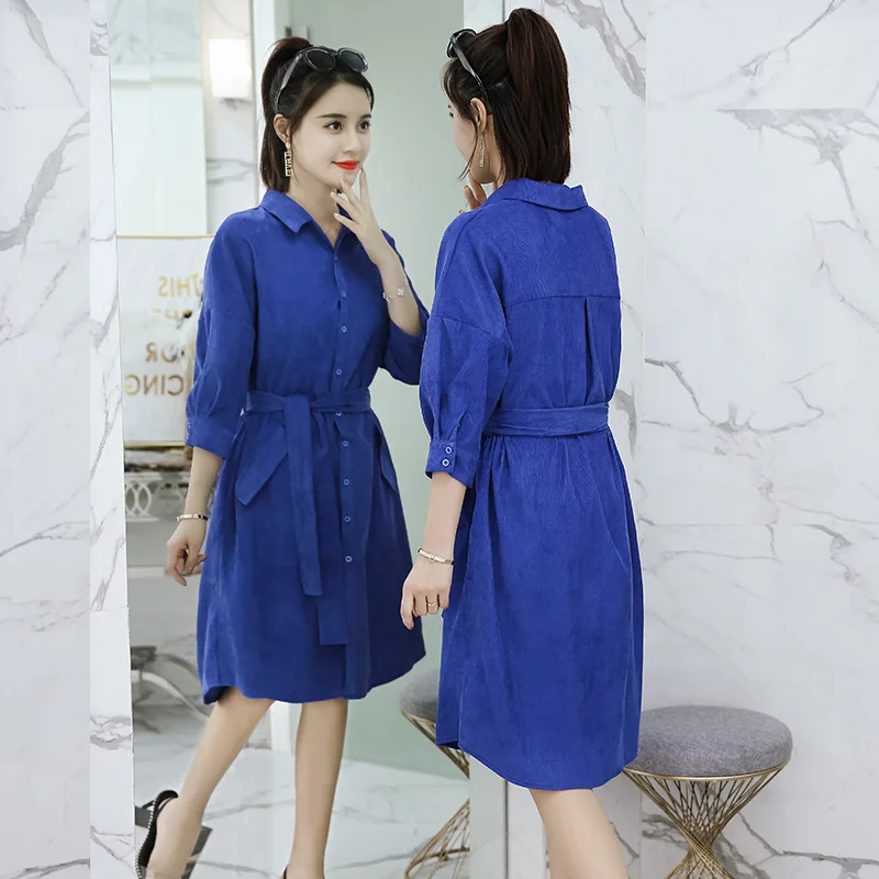 

Computer Cable Lock Women's 2019 New Style Spring And Autumn Long Sleeve Elegant Slim Fit Waist Hugging Large Size Wide Loose Su
