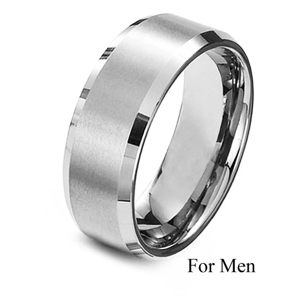 Fashion Jewelry Cubic Zirconia Silver Color Stainless Steel Couple Ring Engagement Valentine's Day Gift