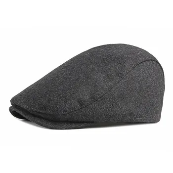 

Spring and autumn winter hat male solid color woolen beret male British retro simple peaked hat female forward hat