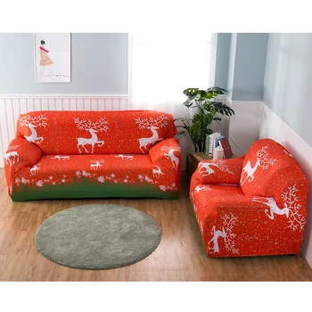 

Christmas Elk Letter Printed Sofa Dustproof Cover Sofa Protective Cover Machine Washable Sofa Cover Christmas Decoration D30
