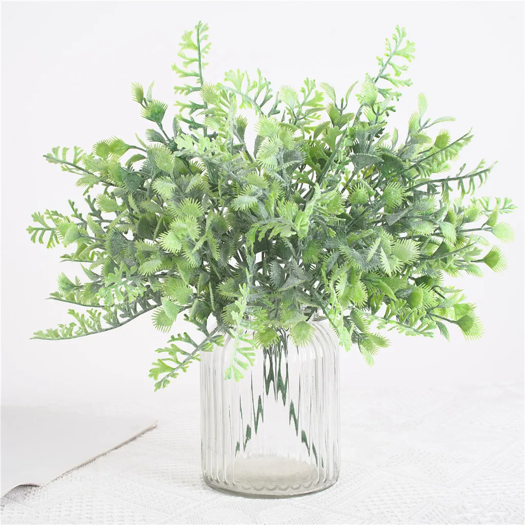Plastic Home Office Garden Decoration Artificial Flower Fern Fake Plant Bush Leaves Foliage