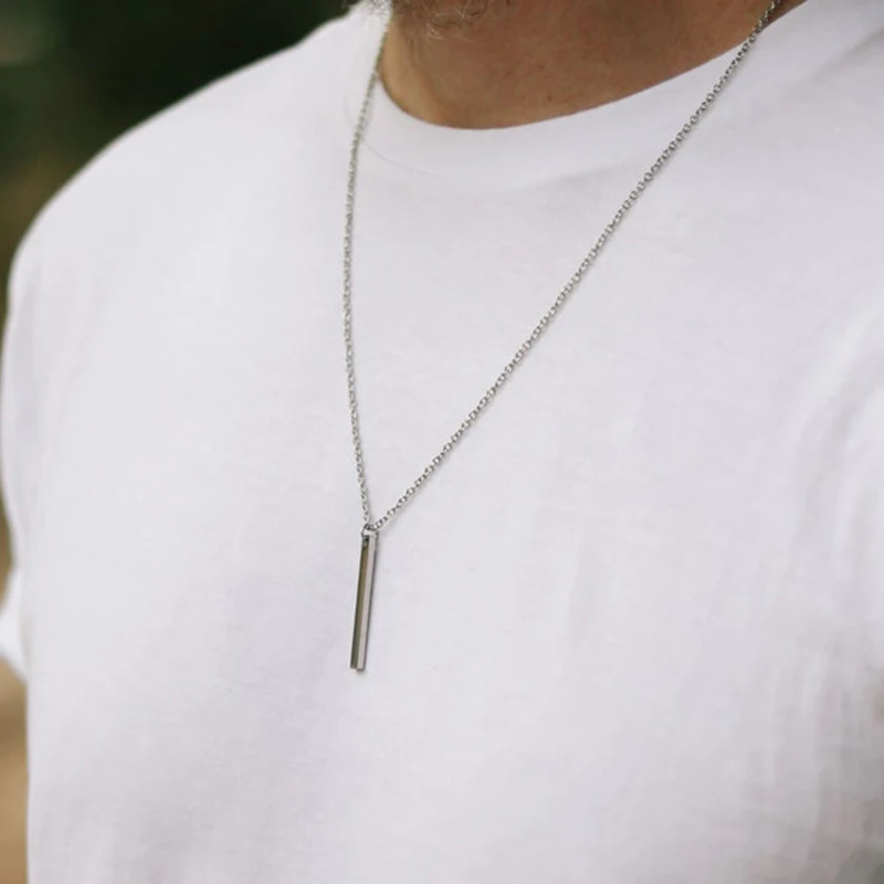 Ожерелье из нержавеющей стали для мужчин и женщин, простая длинная прямоугольная подвеска, ожерелье для пар|Ожерелья с подвеской|   | АлиЭкспресс - Топ украшений с Алиэкспресс