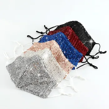 

2020 Shiny Rhinestone Pearl Face Mask Decorations for Women Bling Elasticity Crystal Cover Face Jewelry Cosplay Decor Party Gift