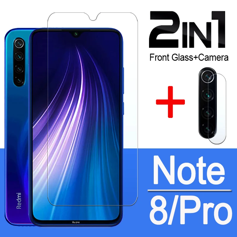 

redmi note 8 pro protective glass for xiaomi readmi not note8 8pro Screen Protector With Camera Lens film Tempered Glas 2 in 1