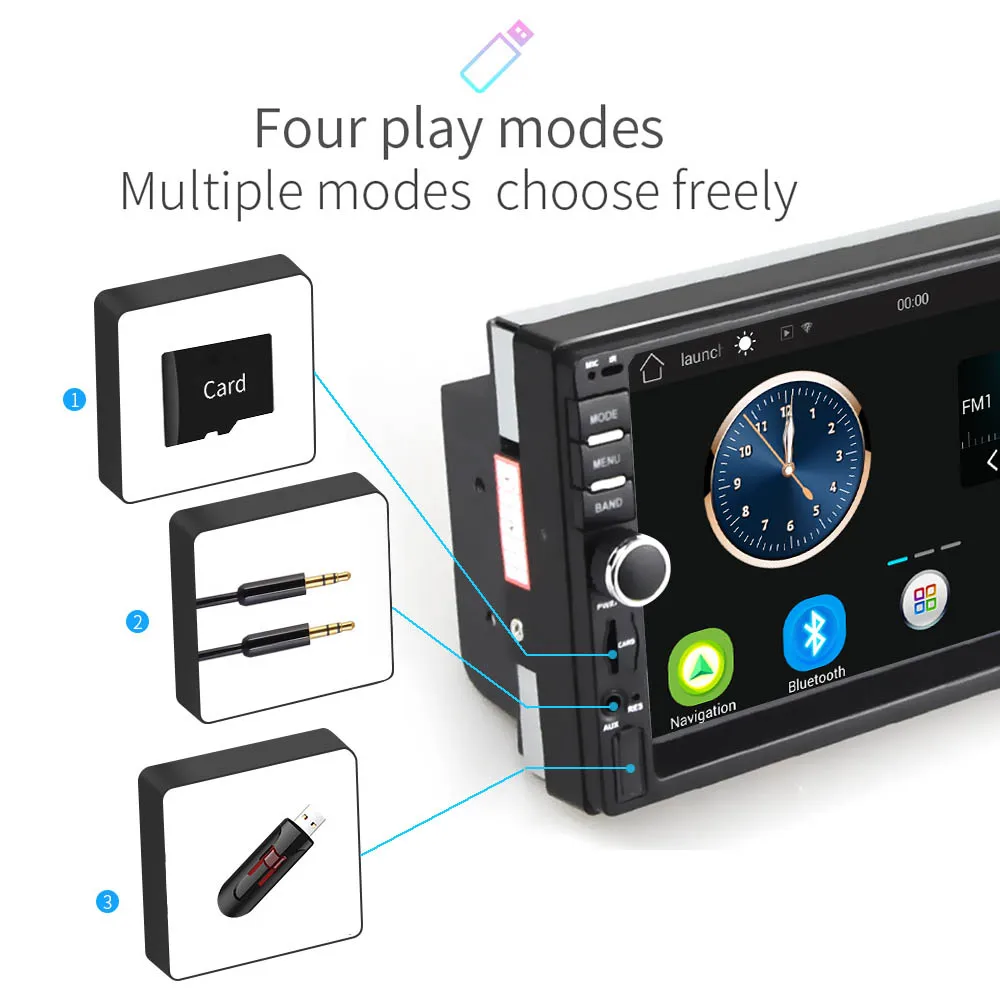 Podofo Автомагнитола 2 Din Android GPS Wifi Bluetooth USB аудио Навигация стерео " Универсальный Автомобильный плеер Поддержка камеры резервного копирования