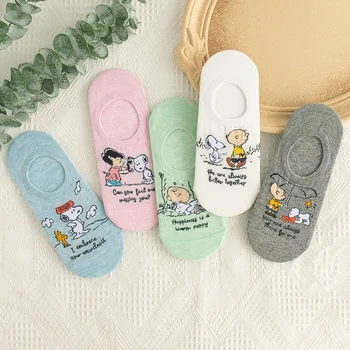 

100% Cotton Socks Women's Daily Series Cute Dog Cartoon Socks Anti Slip Silicone Invisible Socks Anti Dropping Women 2020 Summer