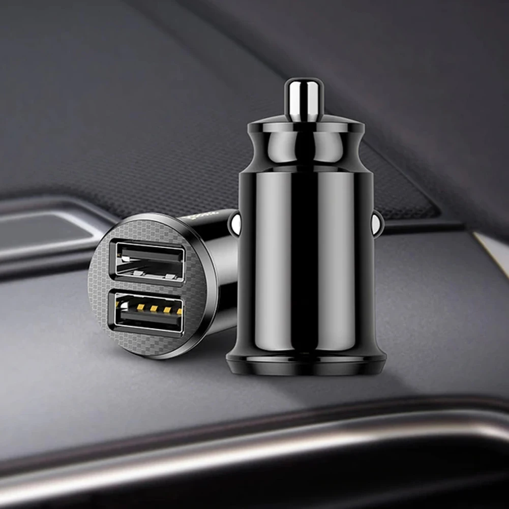 

Useful Baseus Mini USB Car Charger For Phone Tablet GPS 5A Fast Charging Car-Charger Dual USB Car Phone Adapter