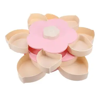 

Rotating Candy Box Double Layers Fruit Tray Blue Pink Flower Party Snacks Serving Plate for Appetizer Nuts Dried Fruit