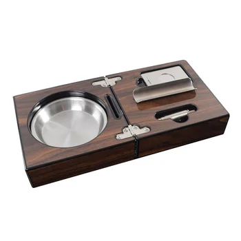 

Cigar Ashtray Pure Shelf With Portable Folding Wooden Cutter