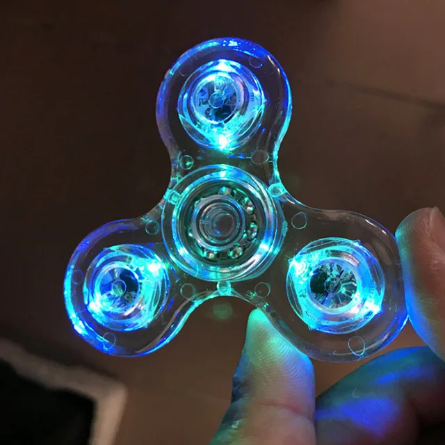 Luminous LED Light Fidget Spinner Smooth Bass Plating Transparent Change Hand Spinner Gyro Glow In the Dark Stress Relief Toys 3