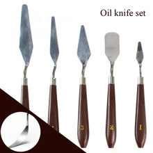 5pcs Stainless Steel Knife Spatula Kit Palette For Oil Painting Fine Arts Drawing Tool Set With Wooden Handle Flexible Blades
