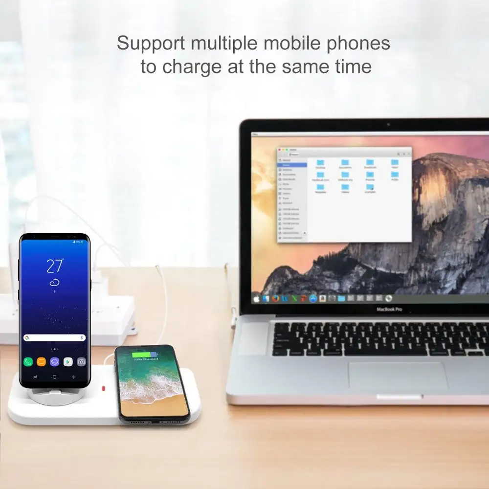 DCAE Qi Беспроводное зарядное устройство usb type C 3 в 1 Настольная зарядная док-станция для iphone airpods iPad samsung Xiaomi Redmi; Huawei