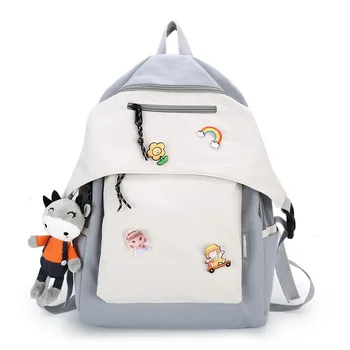 

New Canvas Backpack Large-capacity Daily Class Student Bag Fresh Pure Color Cute Bag