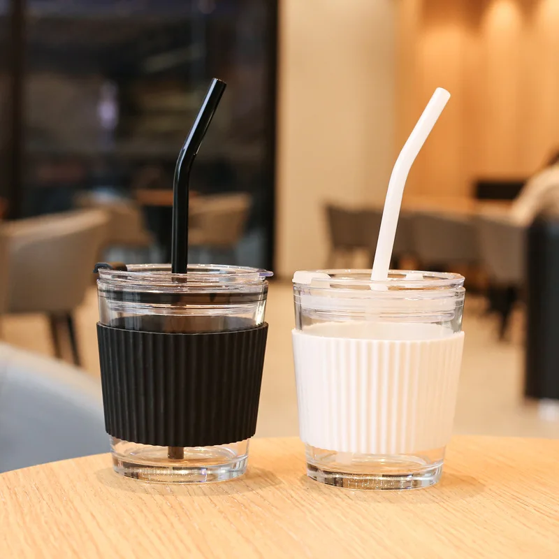 Glass Straw Milk Coffee Cup With Lid Net Red Ins Wind Portable Female  Accompanying Cold Brew Milk Tea Cup - Glass - AliExpress